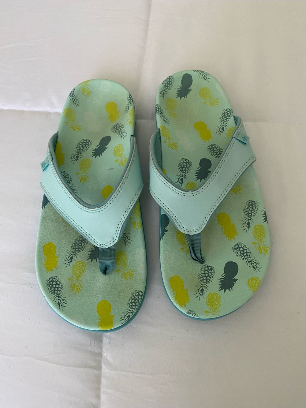 Women’s Mint Green Pineapple Print Thong Sandals